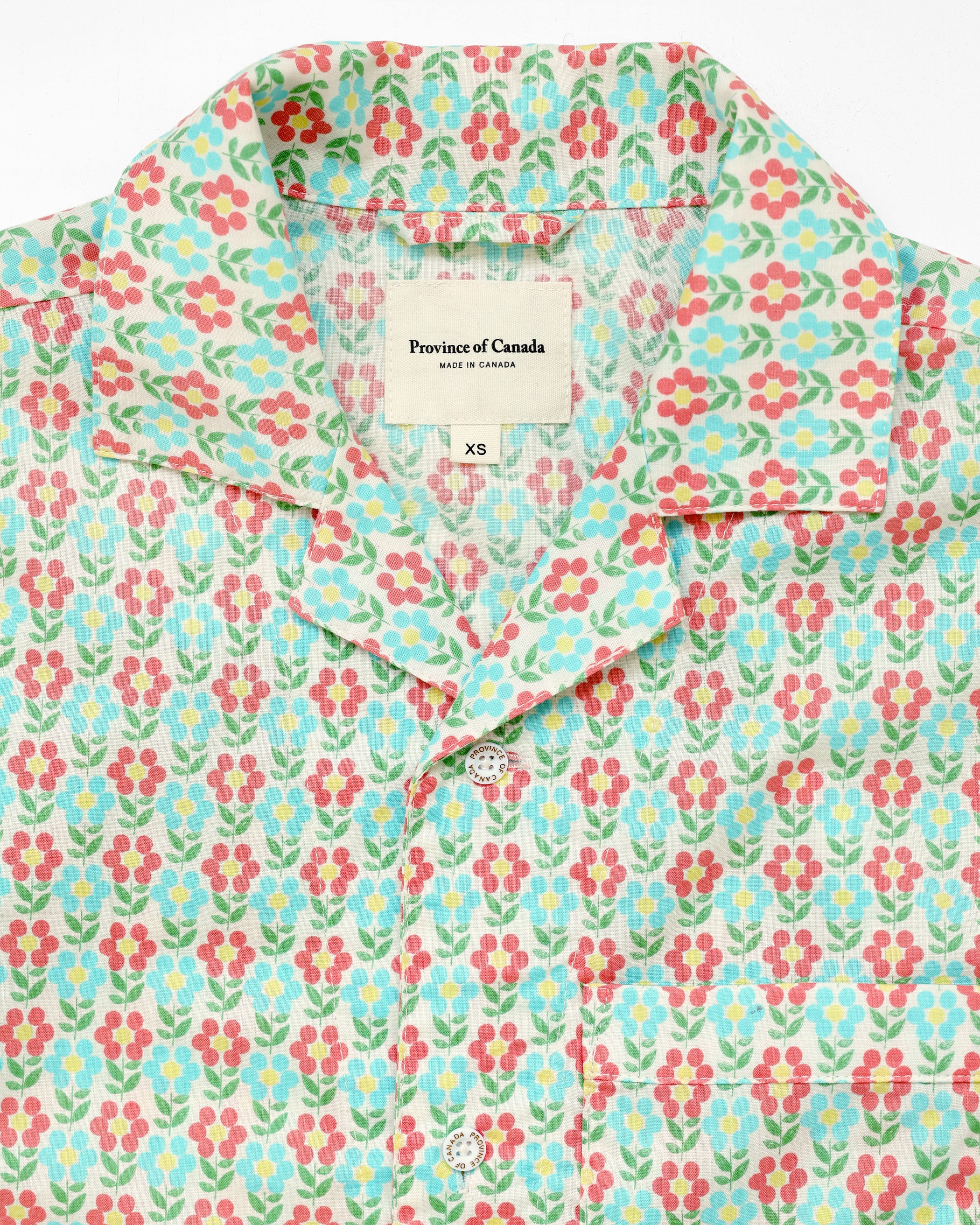 Made in Canada 100% Cotton Pyjama Short Sleeve Shirt Floral - Womens - Province of Canada 