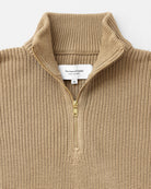 Made in Canada 100% Cotton Knit Half Zip Sweater Taupe Camel Beige - Unisex - Province of Canada