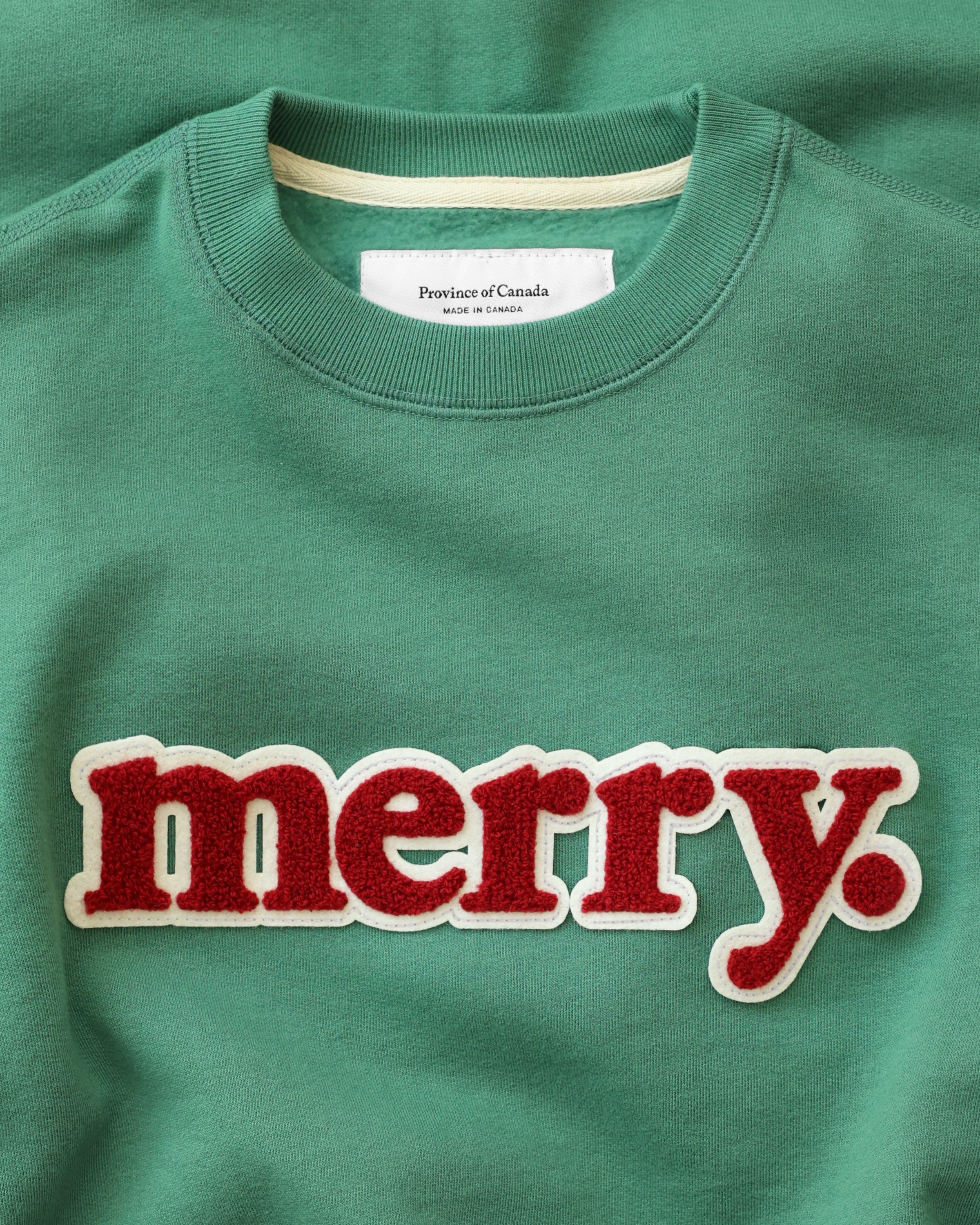Made in Canada Christmas Sweater Merry Sweatshirt Green Teal - Unisex - Province of Canada 