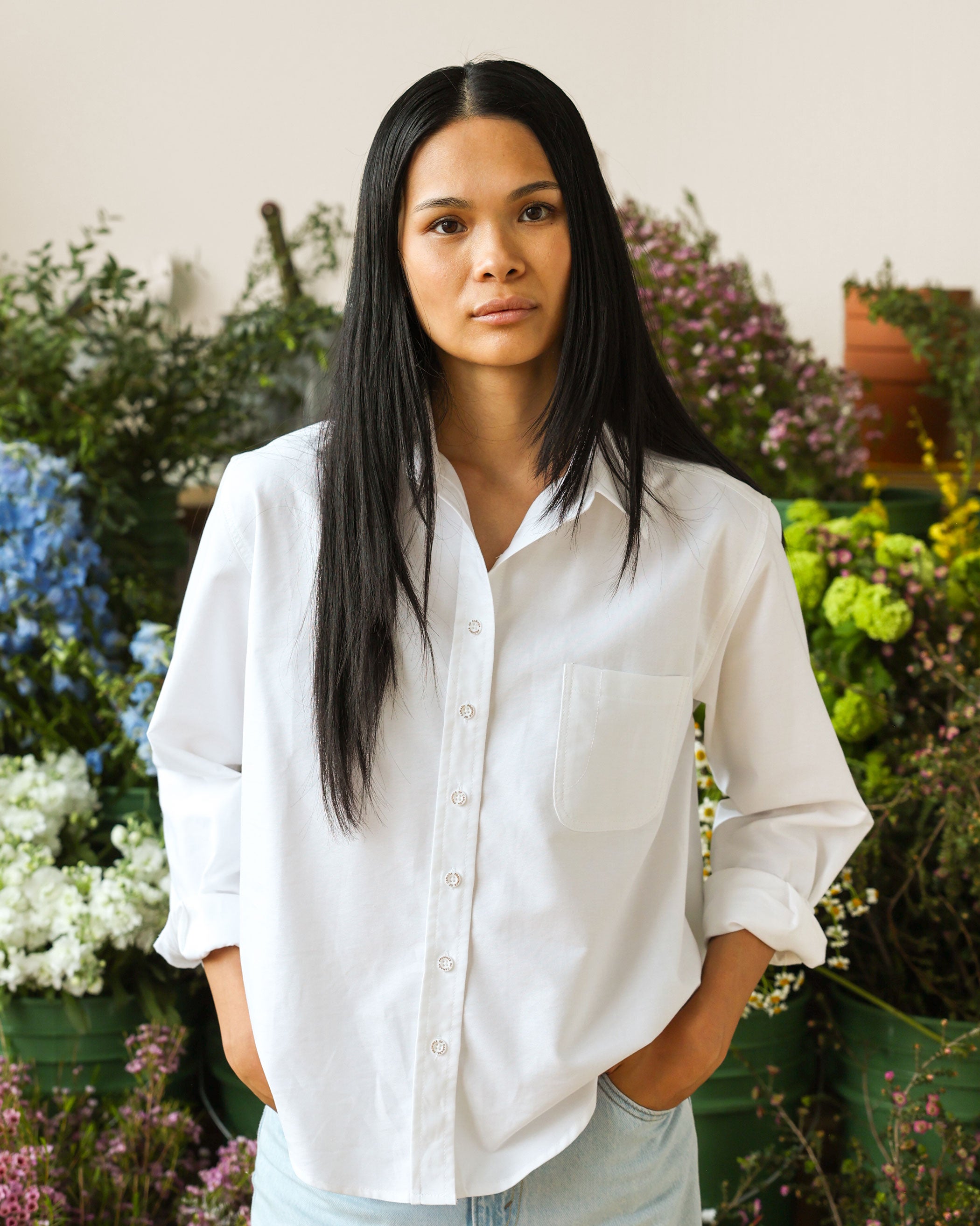 Made in Canada 100% Cotton Boxy Oxford Shirt White - Womens - Province of Canada 