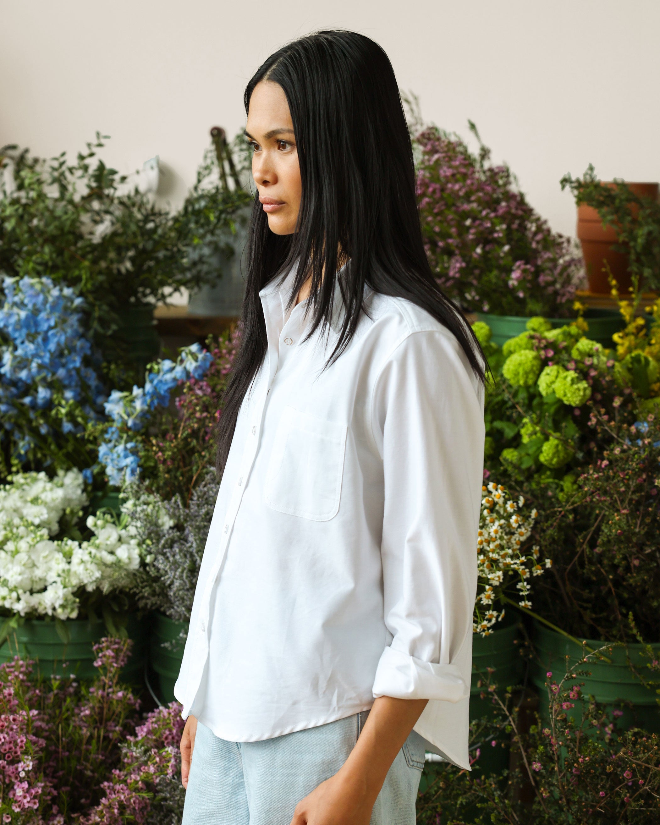 Made in Canada 100% Cotton Boxy Oxford Shirt White - Womens - Province of Canada 