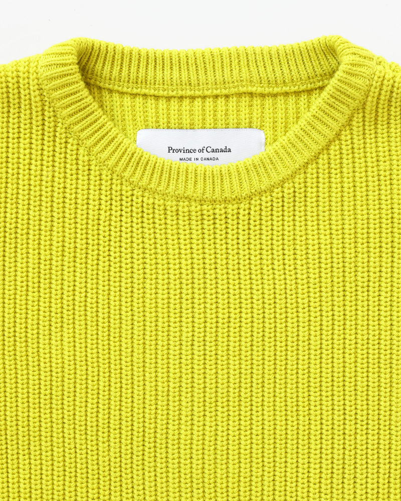 Made in Canada 100% Cotton Knit Sweater Citrus Yellow Neon - Unisex - Province of Canada