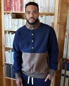 Made in Canada 100% Cotton Reverse Fleece Pullover Navy Blue Chestnut Brown - Unisex - Province of Canada