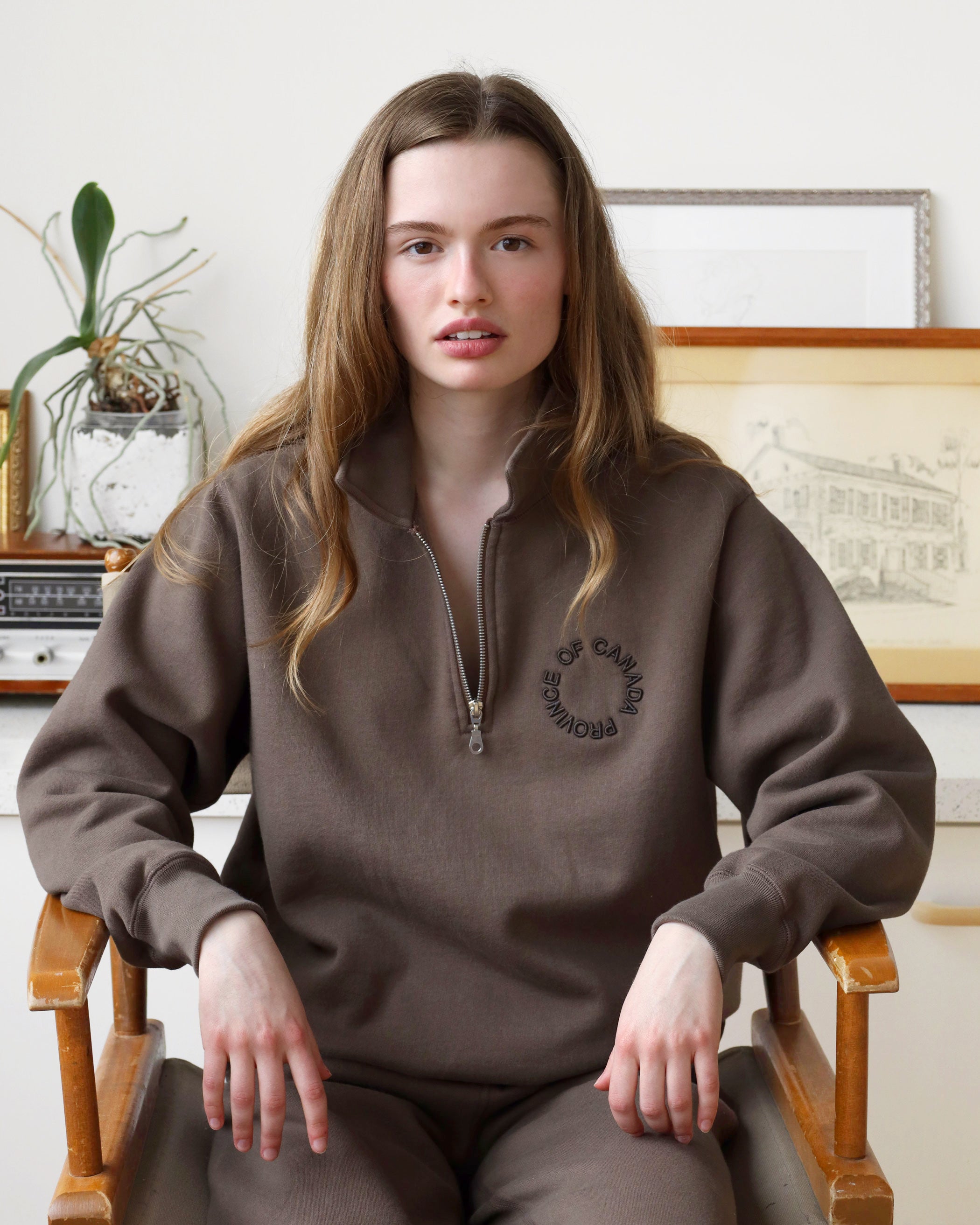 Half Zip Fleece Sweatshirt Chestnut - Unisex – Province of Canada