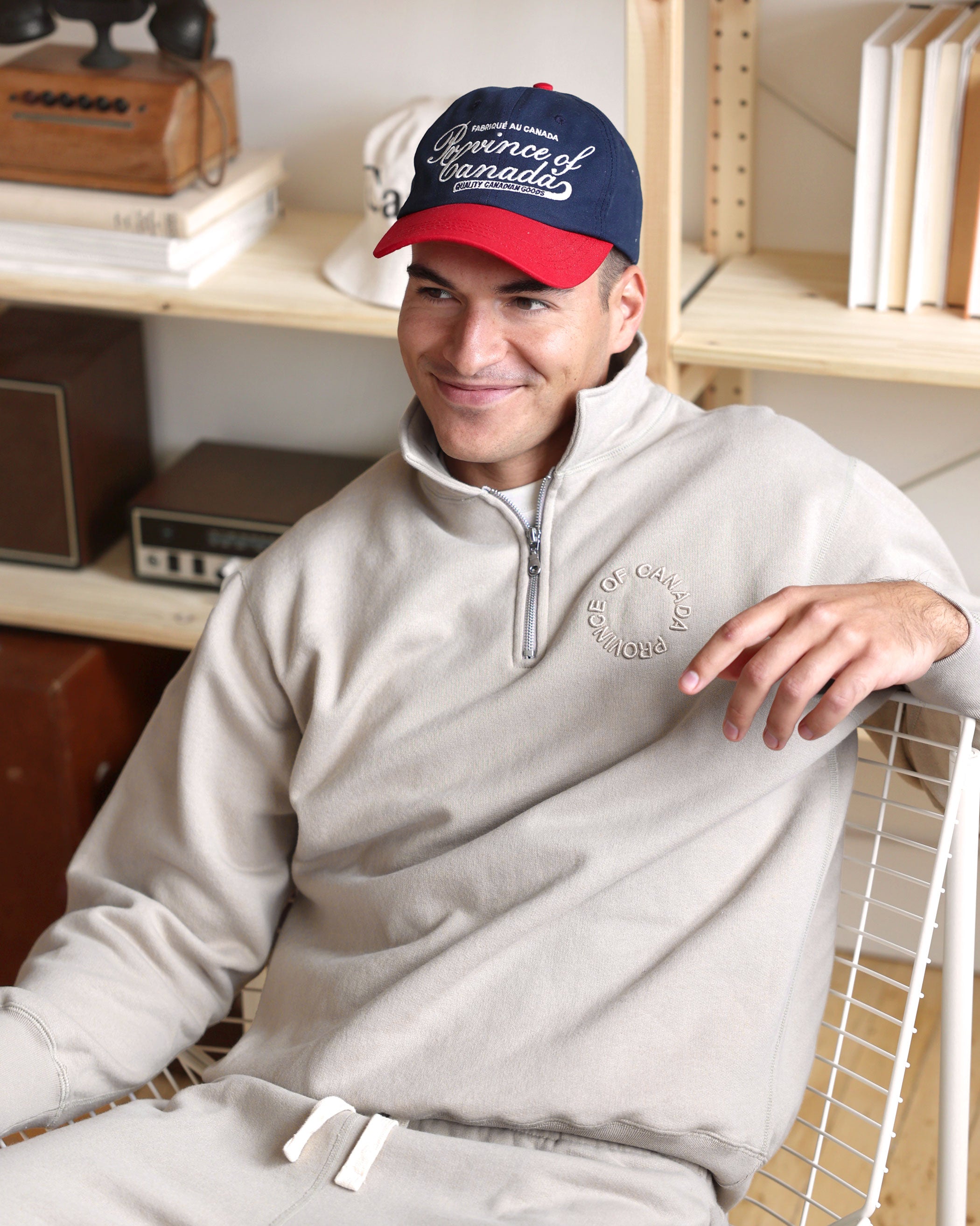 Made in Canada Script Logo Baseball Hat Navy Red - Province of Canada