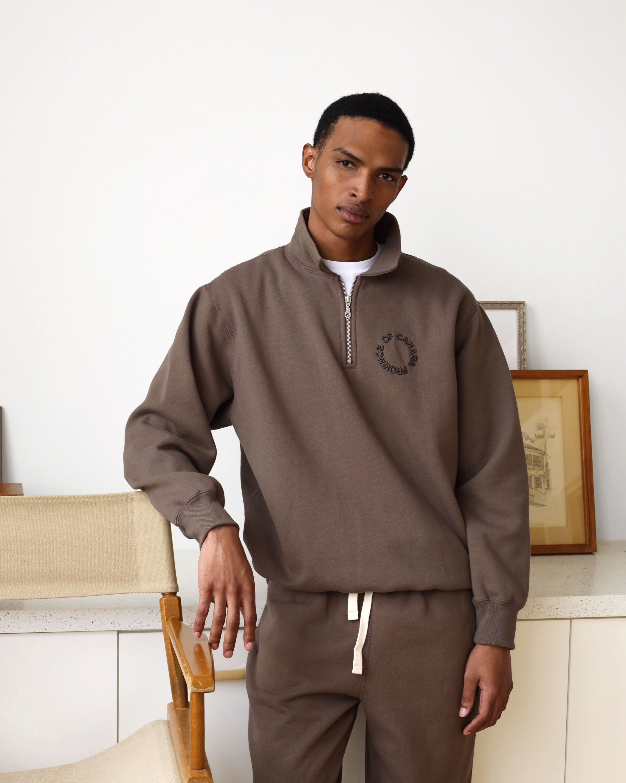 Made in Canada Half Zip Fleece Sweatshirt Chestnut - Unisex - Province of Canada