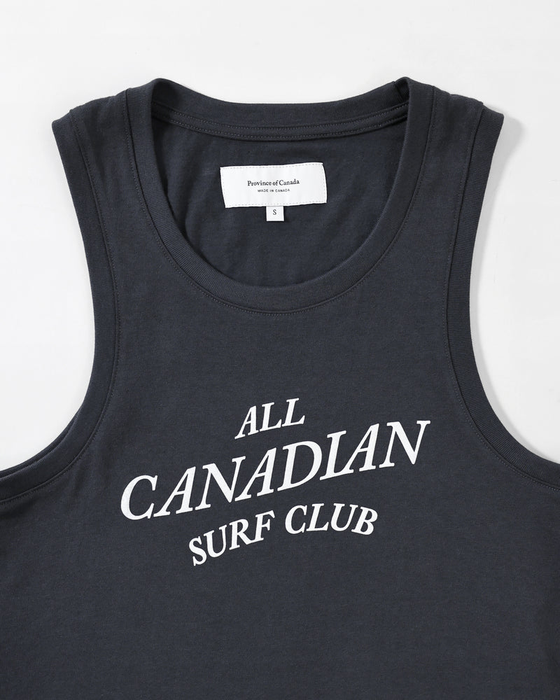 Made in Canada Organic Cotton All Canadian Surf Club Tank Top Graphite Unisex - Province of Canada