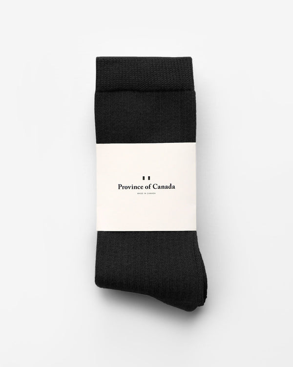 Made in Canada Cotton Crew Everyday Sock Black - Province of Canada