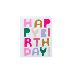 Block Letter Happy Birthday Greeting Card - Made in Canada - Province of Canada