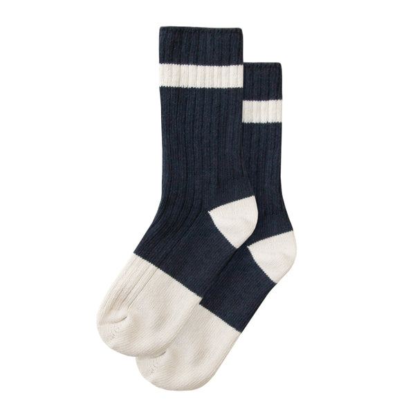 Made in Canada GRS Certified Recycled Cotton Sock Cream Navy Blue - Province of Canada