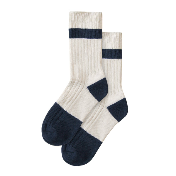 Made in Canada GRS Certified Recycled Cotton Sock Cream Navy Blue - Province of Canada