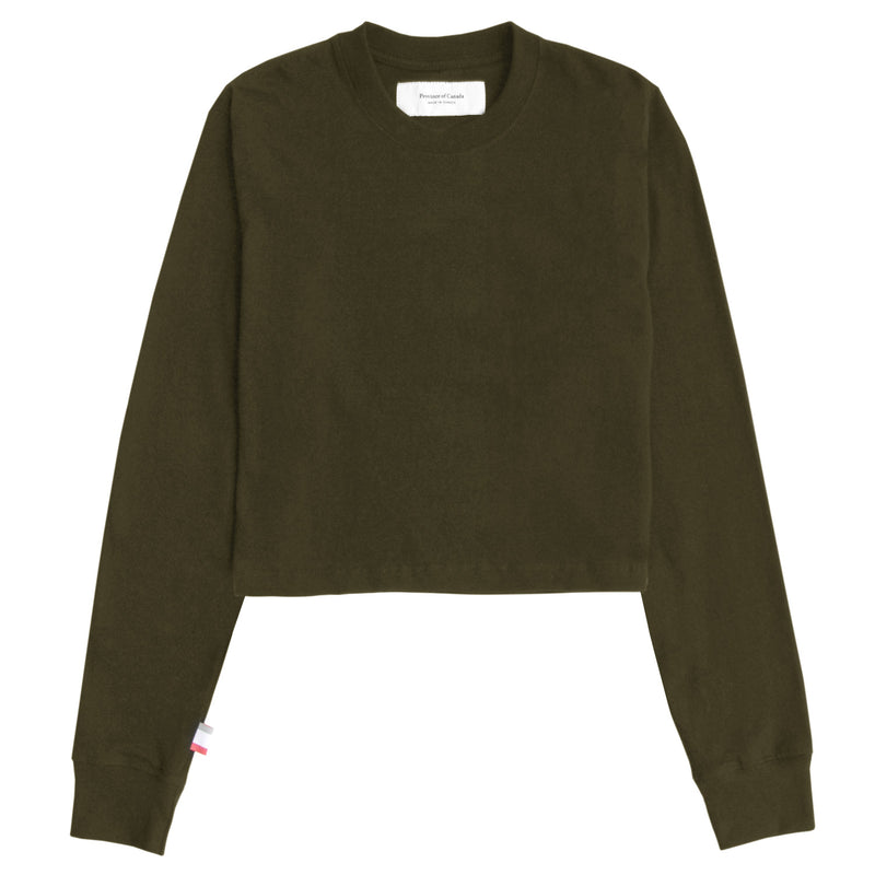 Province of Canada - Monday Long Sleeve Crop Tee Olive - Made in Canada