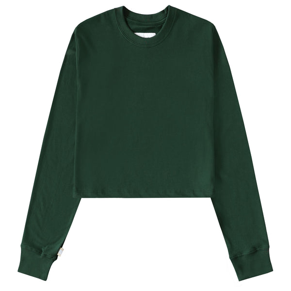 Made in Canada 100% Organic Cotton Monday Long Sleeve Crop Top Forest Green - Province of Canada
