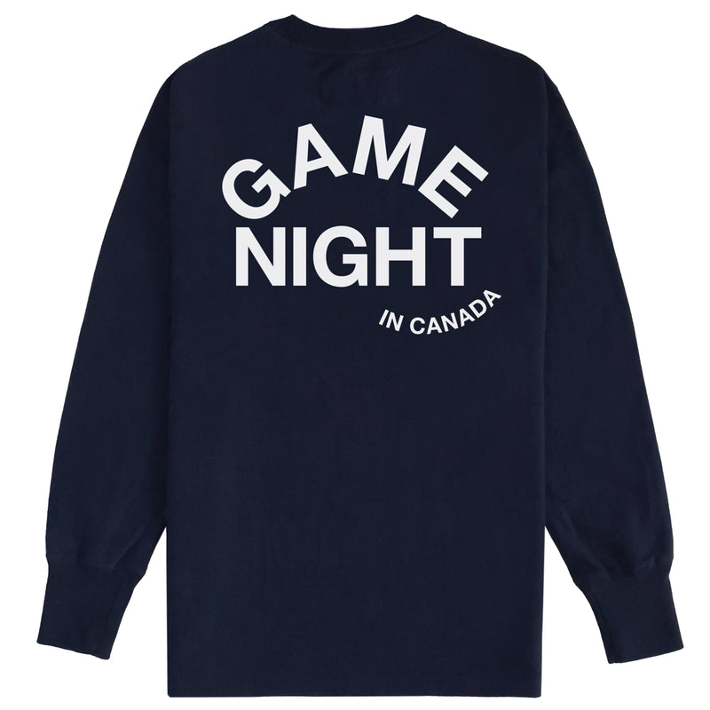 Made in Canada 100% Cotton Game Night Long Sleeve Tee Navy Unisex - Province of Canada