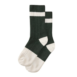 Made in Canada GRS Certified Recycled Cotton Sock Cream Forest Green - Province of Canada