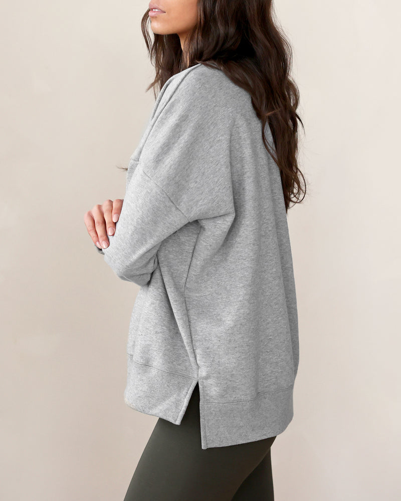 Made in Canada 100% Cotton French Terry Long Sweatshirt Tunic Heather Grey - Province of Canada