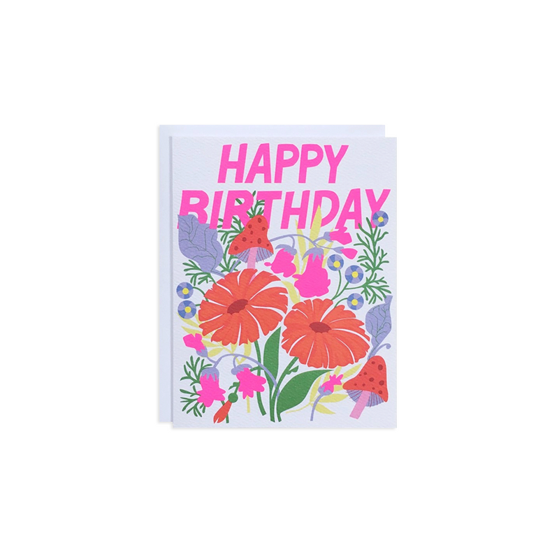 Mushroom Floral Birthday Greeting Card - Made in Canada - Province of Canada
