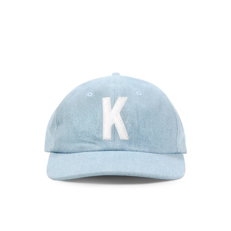 Made in Canada 100% Cotton Kids Letter K Baseball Hat Light Blue Denim - Province of Canada