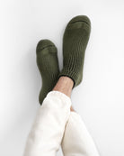 Slipper Socks Olive 100% Wool - Made in Canada - Province of Canada