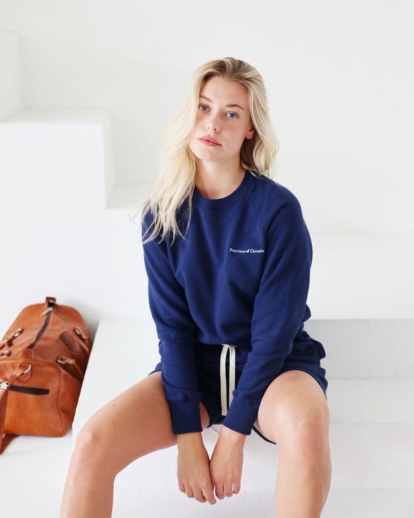 Made in Canada 100% Cotton French Terry Sweatshirt Marine Blue Unisex - Province of Canada