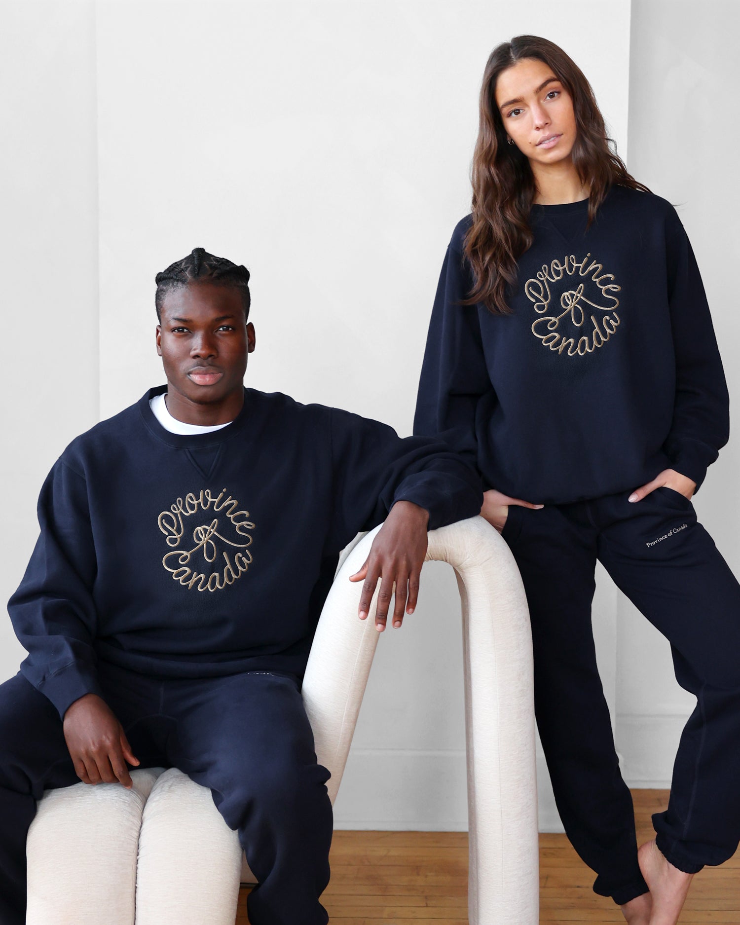 Made in Canada Embroidered Crest Fleece Sweatshirt Navy Unisex - Province of Canada