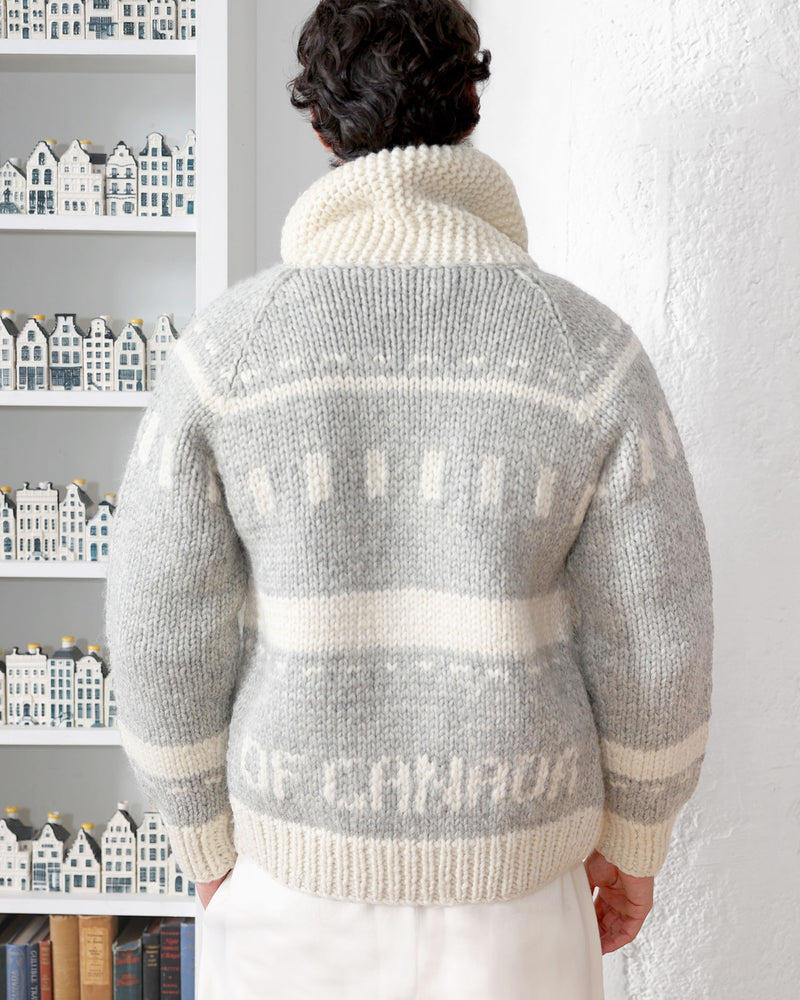 Made in Canada Wool Hand Knit Fair Isle Sweater Heather Grey Unisex - Province of Canada
