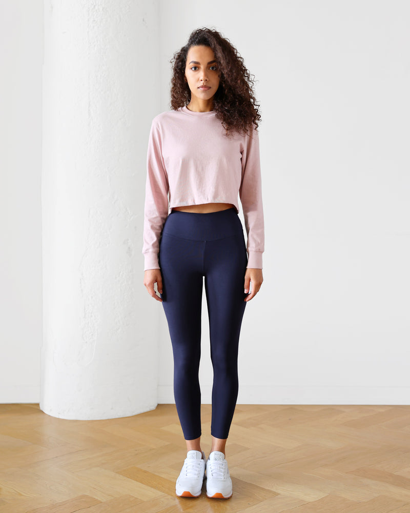 Made in Canada 100% Organic Cotton Monday Long Sleeve Crop Top Dusk Dirty Pink Champagne - province of canada