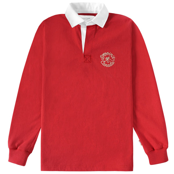 Made in Canada 100% Cotton Red Crest Embroidery Rugby Shirt Unisex - Province of Canada