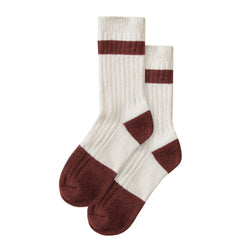 Made in Canada GRS Certified Recycled Cotton Sock Cream Maroon Red - Province of Canada