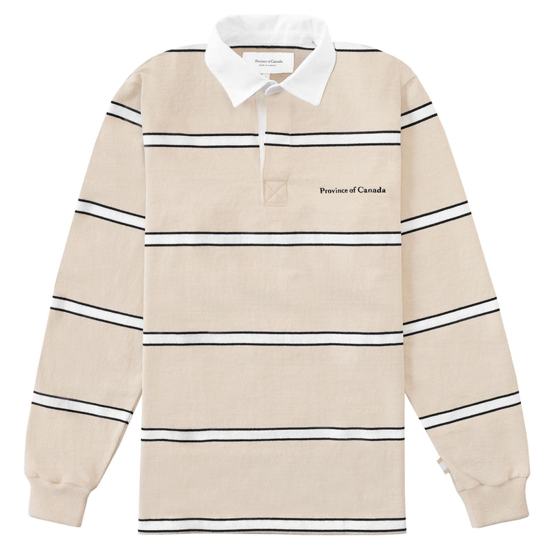 Made in Canada 100% Cotton Stevie Cream Stripes Rugby Shirt Unisex - Province of Canada