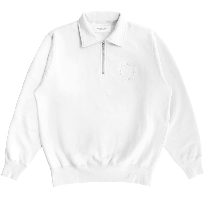 Province of Canada - Half Zip Fleece Sweatshirt White Unisex - Made in Canada