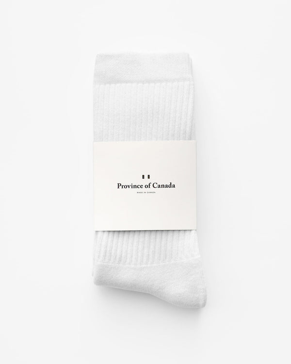 Province of Canada - Organic Cotton White Crew Everyday Sock - Made in Canada