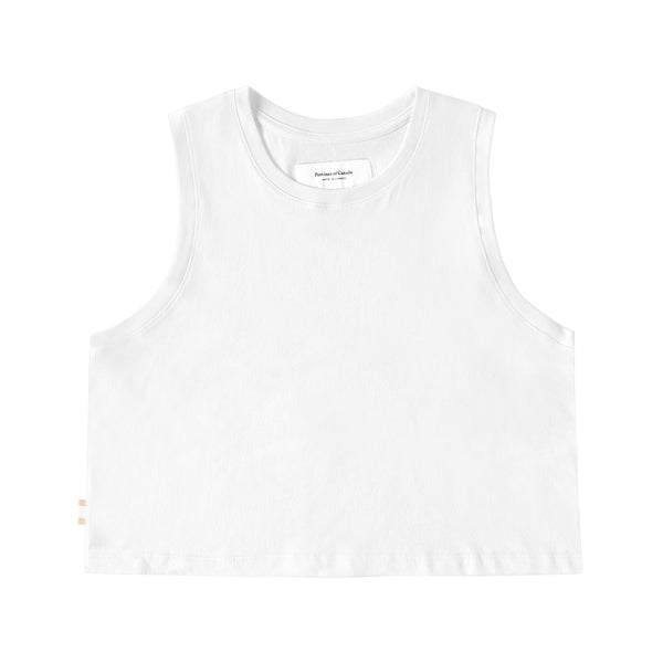 Made in Canada Organic Cotton Tuesday Tank Crop Top White Unisex - Province of Canada