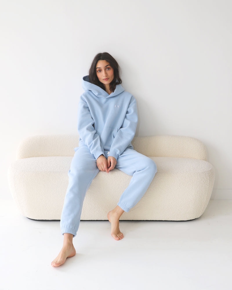 Made in Canada Flag Fleece Hoodie Light Pastel Blue Iris - Unisex