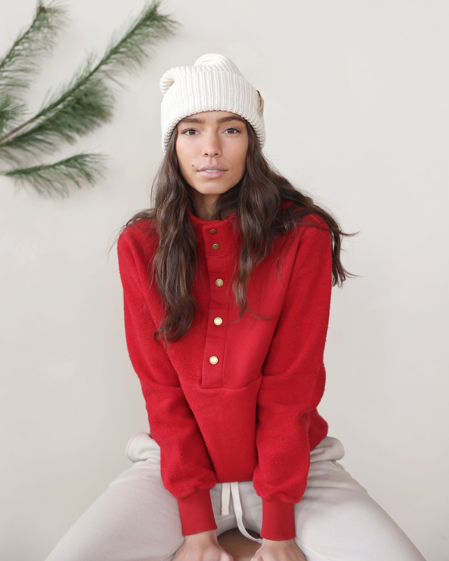 Made in Canada 100% Cotton Reverse Polar Fleece Pullover Red Unisex - Province of Canada